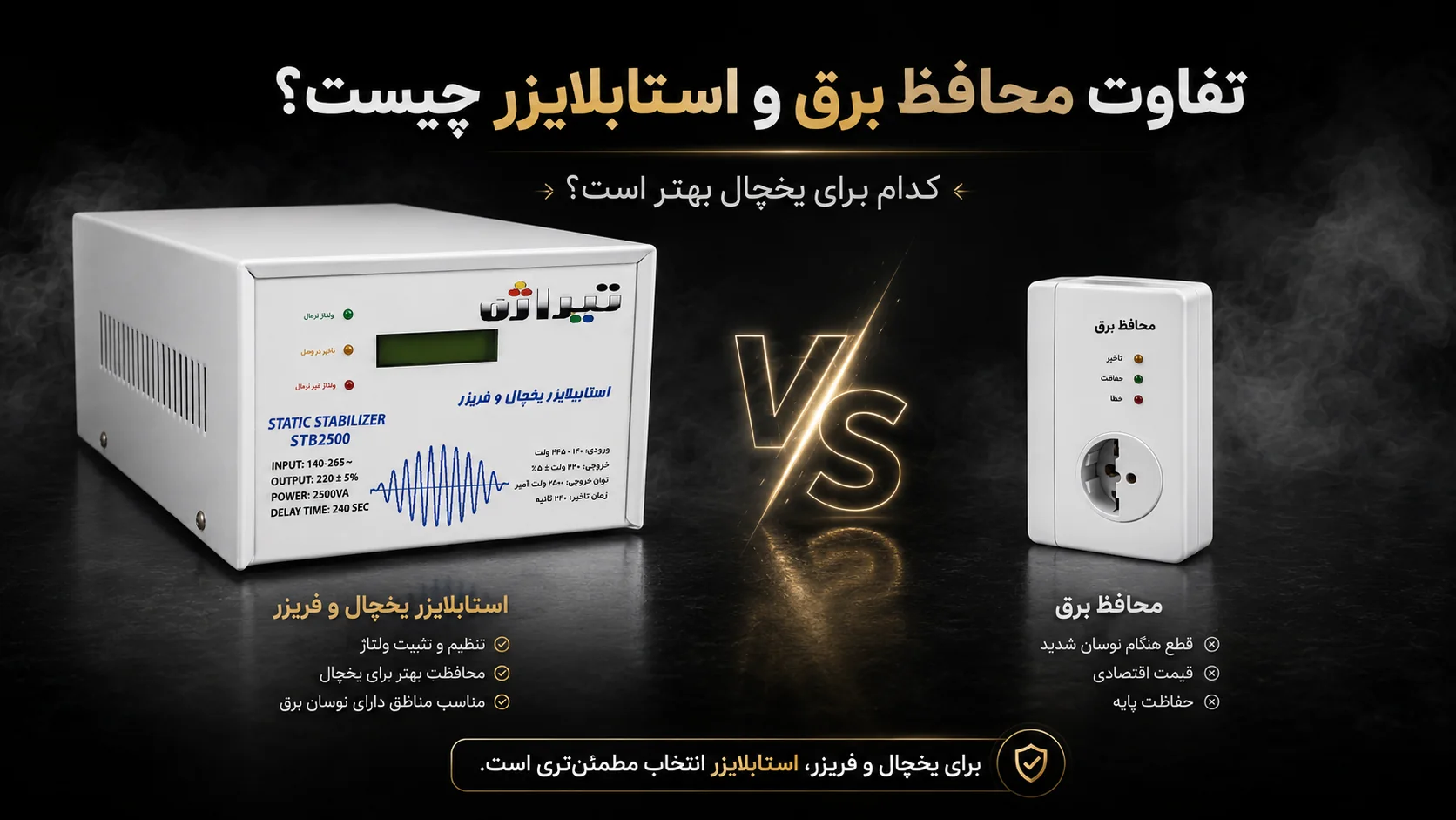 مقایسه محافظ برق و استابلایزر برای یخچال